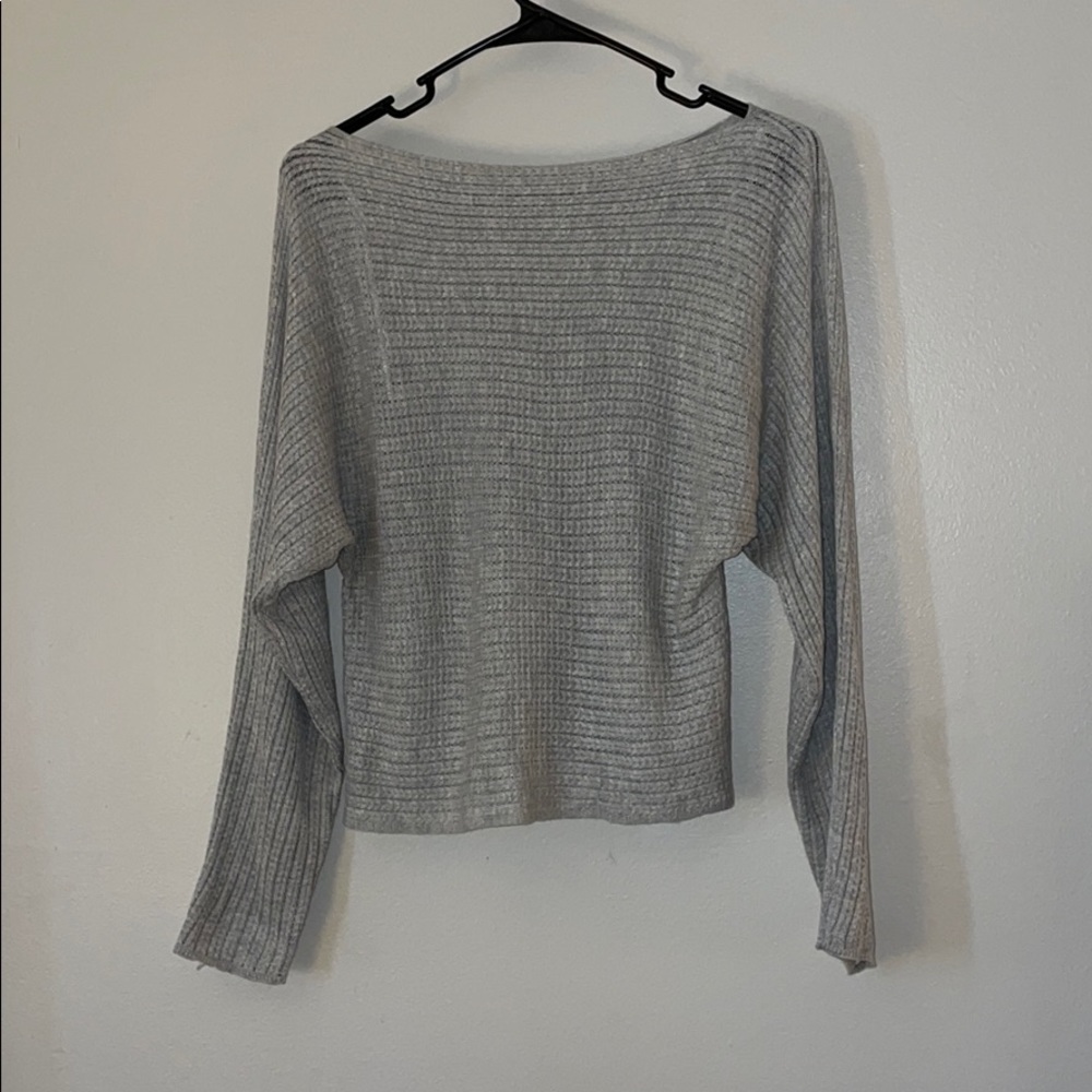 Off the shoulder grey sweater